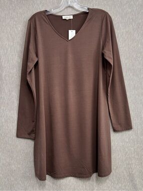 Sugarlips Mauve Brown V-Neck Tunic Top